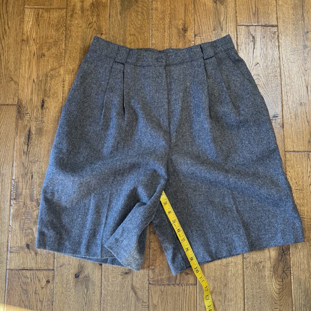Vintage Kim Rogers Wool Blend Pleated Shorts Lined Grey High-Waisted Size 16 - Picture 6 of 7